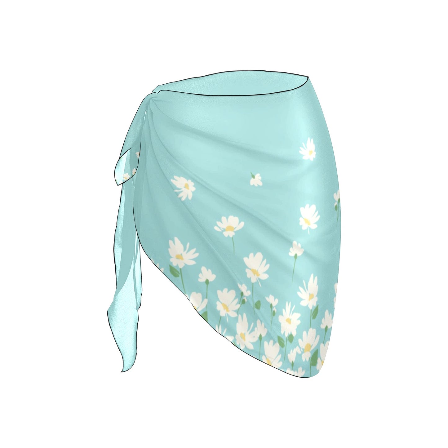 Floral Chiffon Sarong Wrap Skirt with Tie Side and Sheer Lightweight Drape