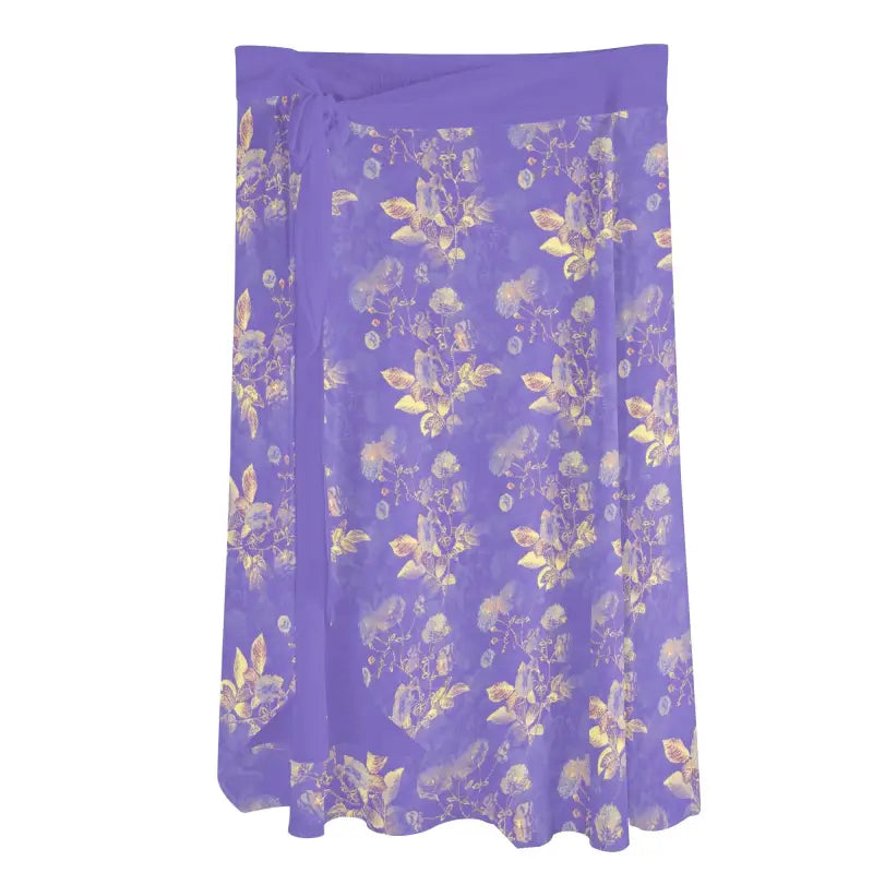 Cute Purple floral print skirt with beige flowers, perfect beach sarong wrap for summer fun
