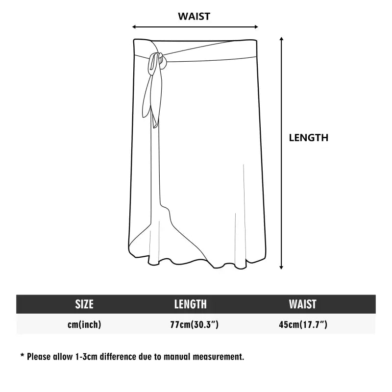 Simple line drawing of a cute beach sarong wrap with measurement indicators
