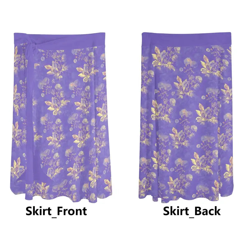 Purple floral patterned Beach Sarong Wrap shown from front and back views