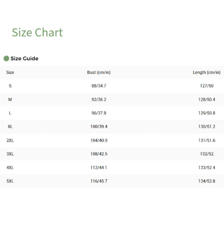 Size chart for floral print spaghetti strap boho maxi dress in Bloom in Style collection