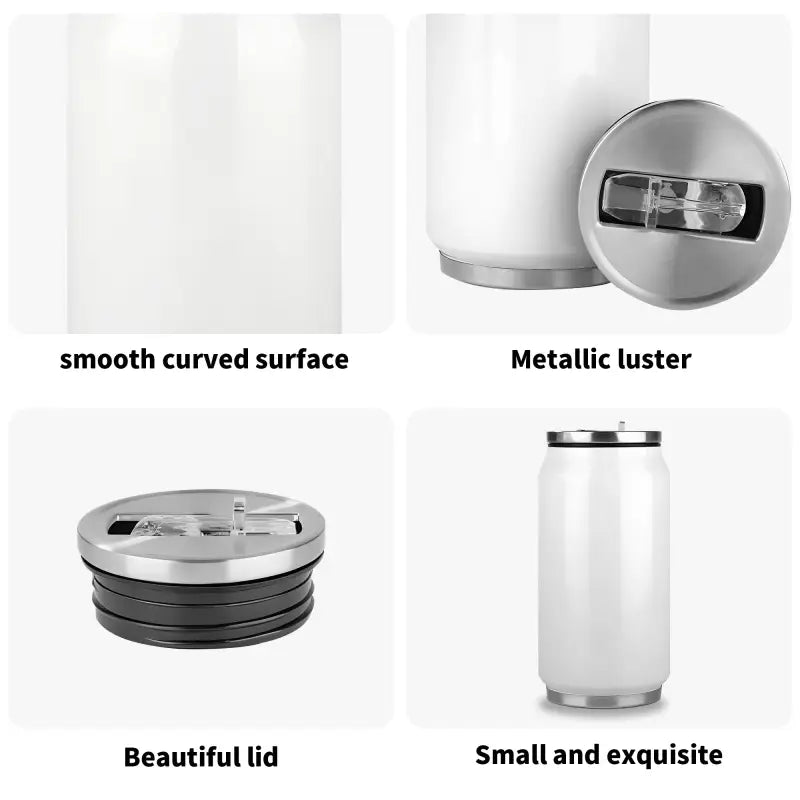 Sleek white insulated travel mug with metallic lid perfect for personalized coke cups travel