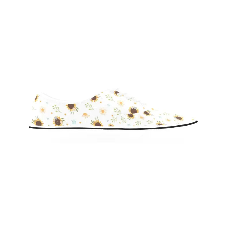 Floral-patterned white sneaker, perfect women’s sunflower print canvas for any outfit