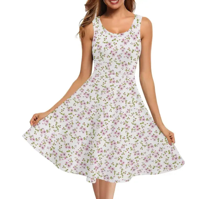 Floral print sleeveless Boho Beach Bash Dress perfect for sunny days and beach outings