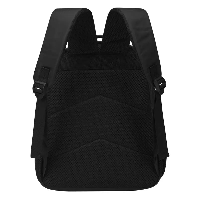 Black dual compartment school backpack with adjustable shoulder straps and durable polyester