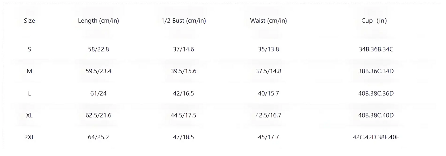 Size chart for our Sassy Short Sleeve Tankini, perfect for stylish beach days