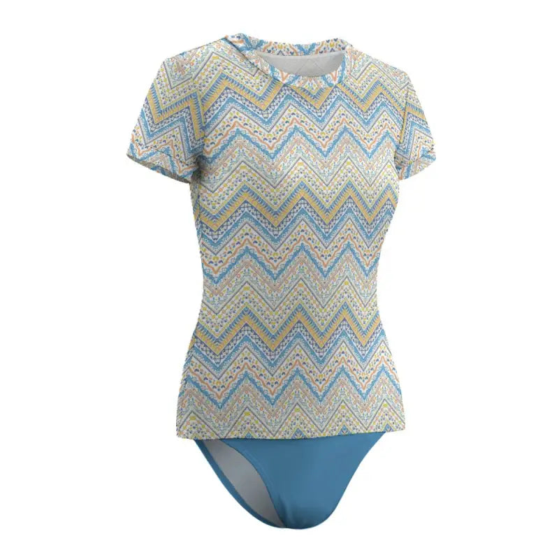 Catch Waves in Style with Our Sassy Short Sleeve Tankini - Swimsuit