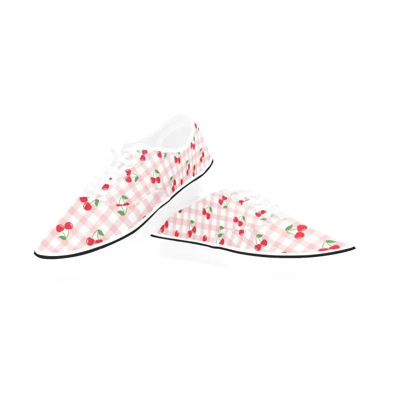 Cute cherry print canvas sneakers perfect for summer vibes and stylish women’s looks