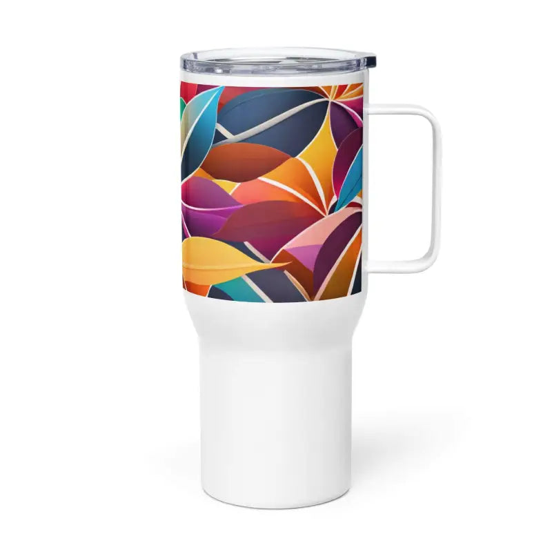 Vibrant Colorful Abstract Travel Mug with Handle for stylish on-the-go sipping