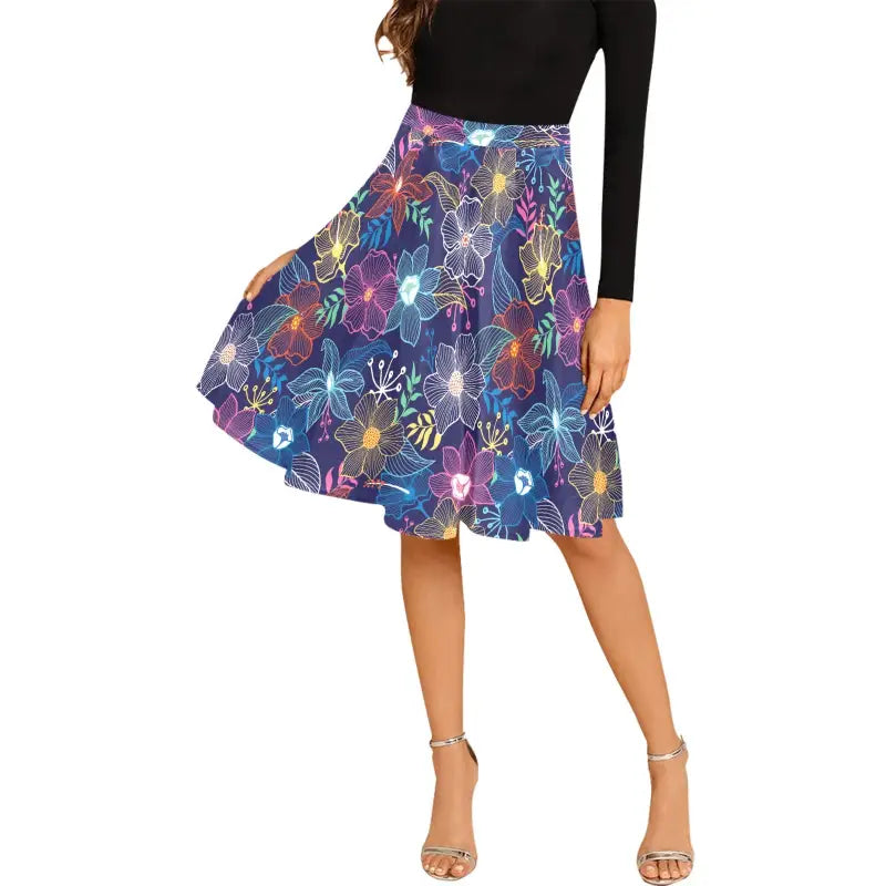 Vibrant blue floral pleated midi skirt perfect for mermaid vibes and summer style