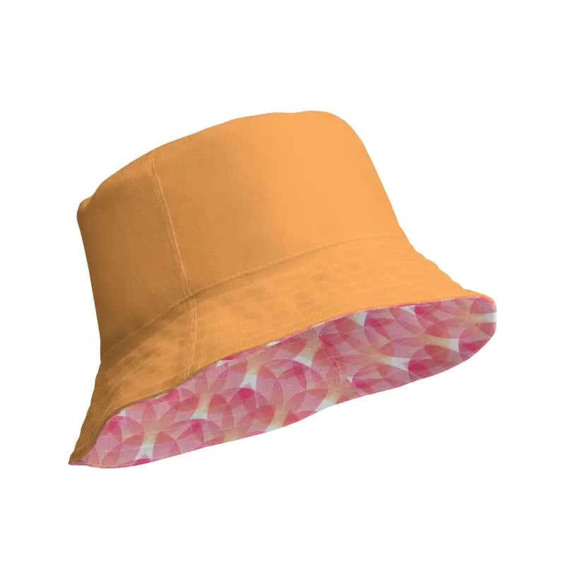 Yellow bucket hat with pink floral lining for the cool reversible bucket hat style
