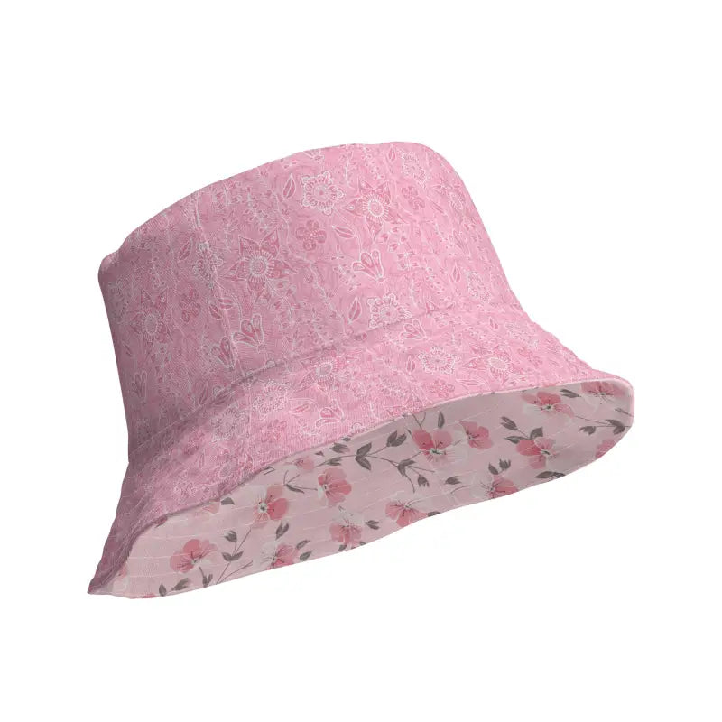 Pink floral reversible bucket hat, perfect for stylish sun protection