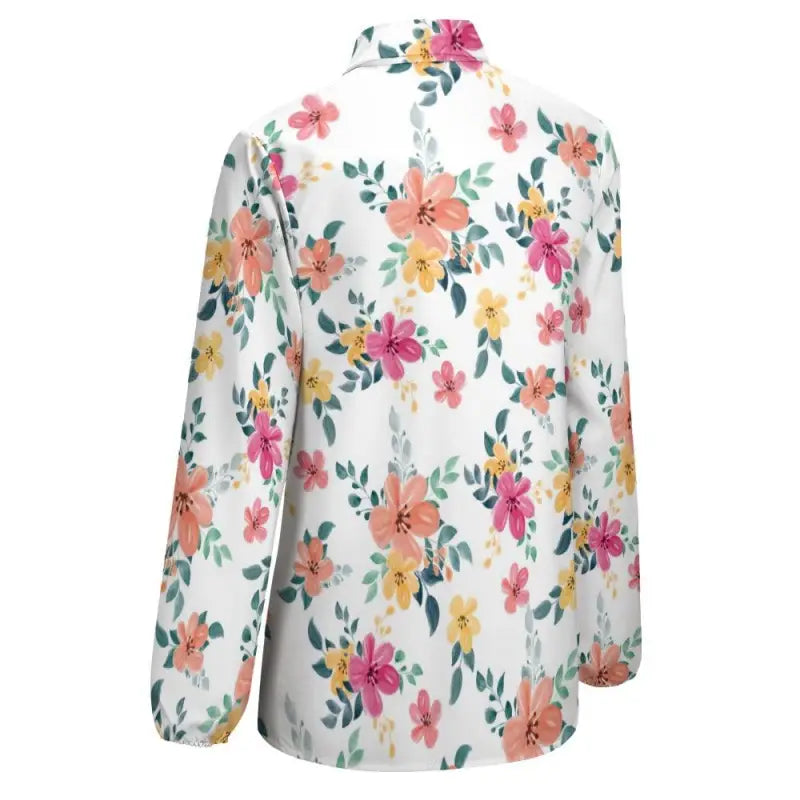 Floral long sleeve blouse with a high collar and button details, perfect for any occasion