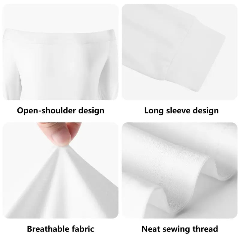 White fabric highlighting features of a Floral Off-Shoulder Dress for women