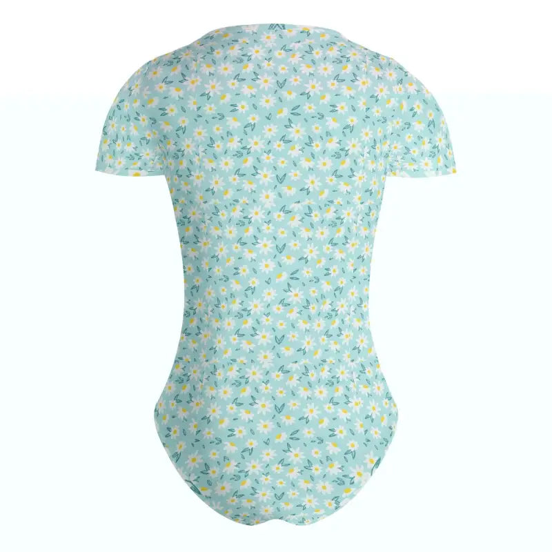 Floral print crew neck baby bodysuit in pastel blue and yellow for mini fashionistas