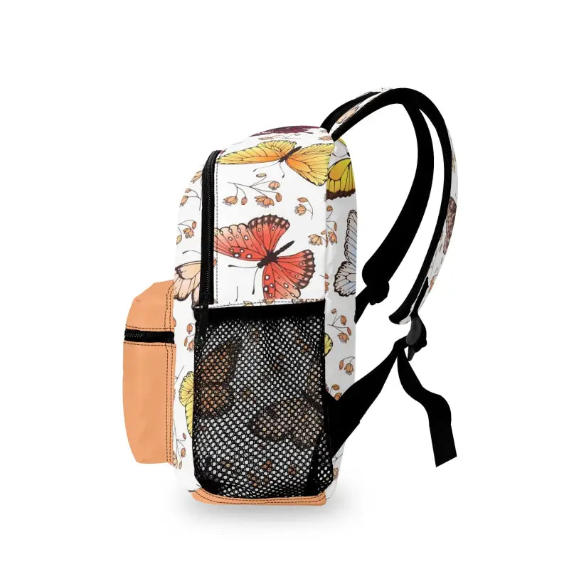 Colorful personalized butterfly mini backpack with insect print and mesh pocket