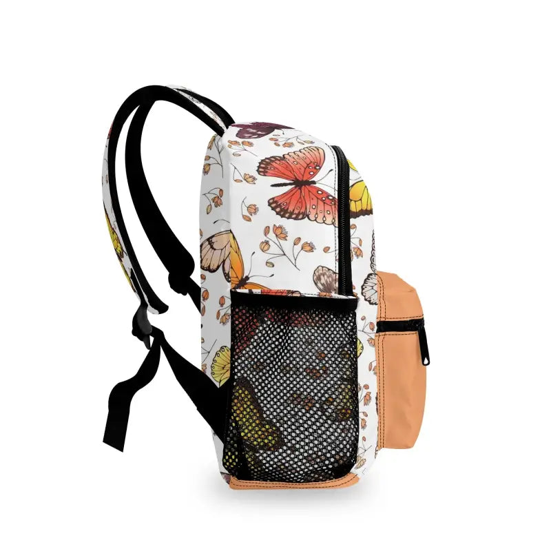 Colorful floral print on the Fluttery Friend Personalized Butterfly Mini Backpack