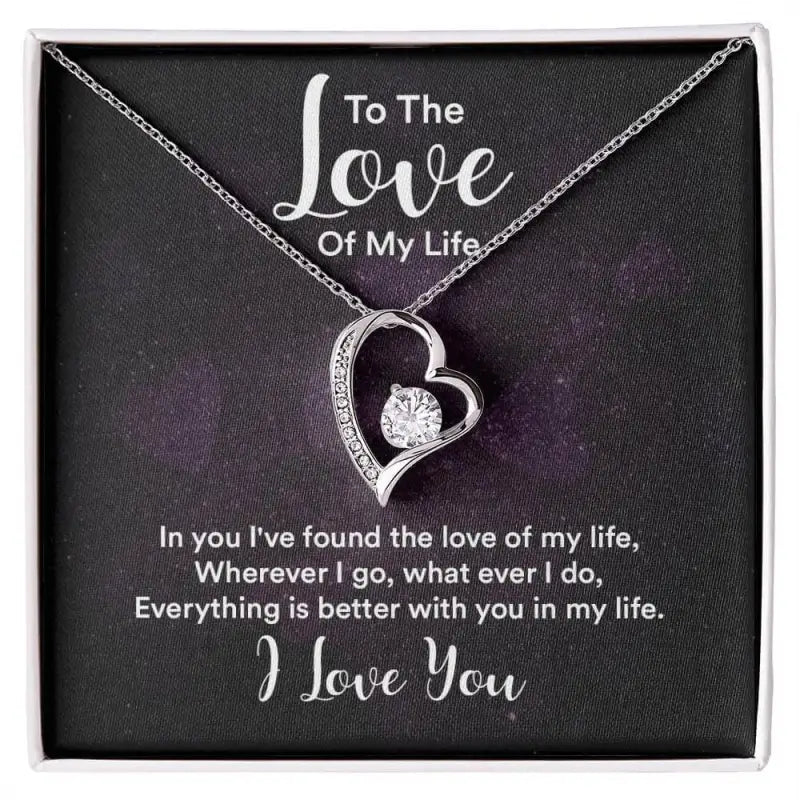 Heart-shaped Forever Love Necklace in yellow gold finish with diamond accents