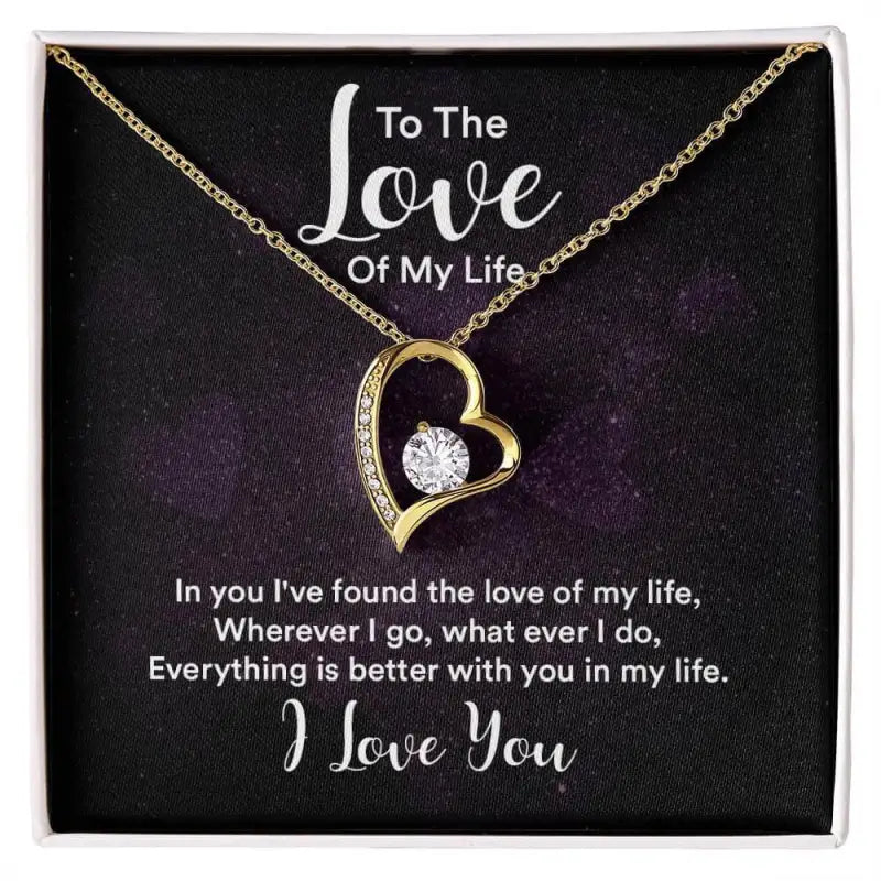 Gold heart-shaped pendant necklace with diamond accent in Forever Love Necklace design