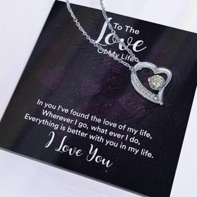 Heart-shaped Forever Love Necklace with diamond accent in yellow gold finish