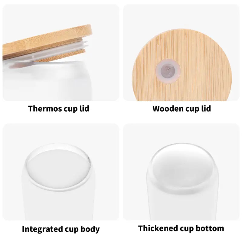 Insulated cup parts for frosted 16oz glass with bamboo lid beer and cocktails