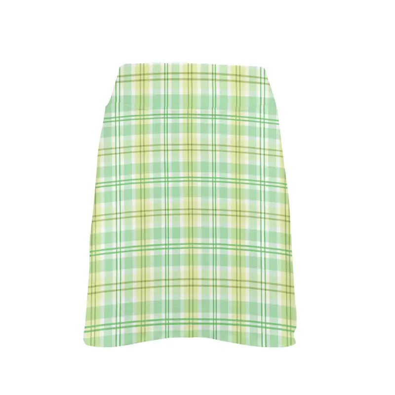 Stylish green plaid athletic skirt perfect for a fun, sporty vibe