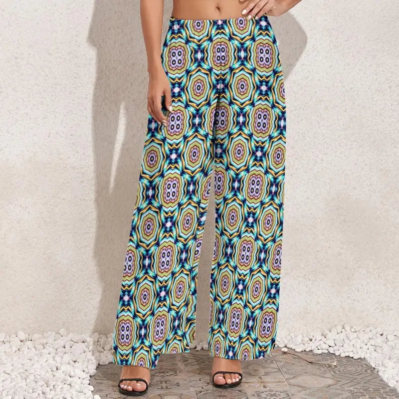 Colorful women’s geometric floral pants with a fun pattern for a stylish look