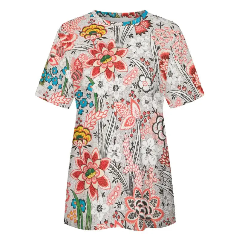 Colorful cotton floral print short sleeve t-shirt perfect for adding style to your day