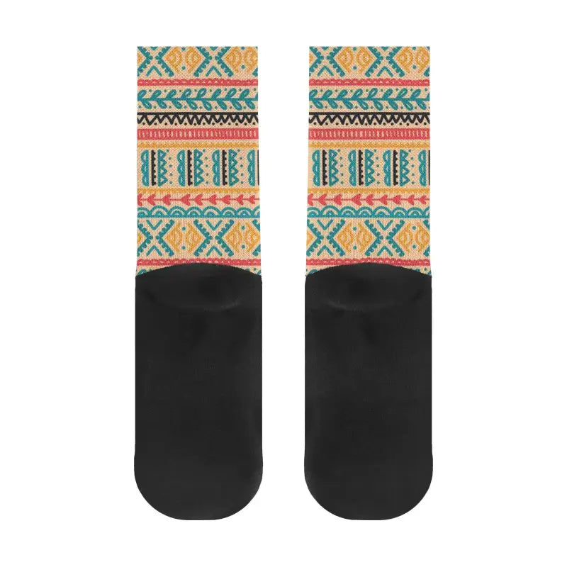 Colorful geometric patterned Custom Name Christmas Crew Socks with a festive flair