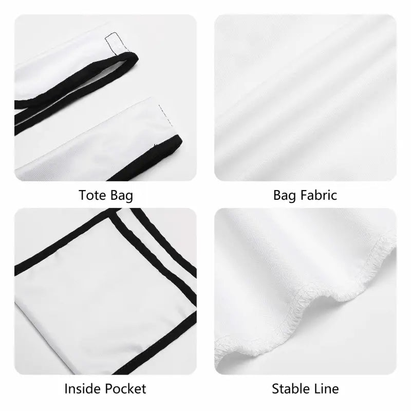 Tote bag with black trim and pocket, featuring an abstract print grocery design