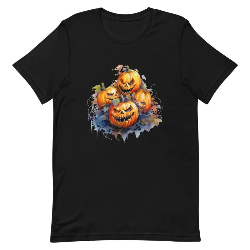 Black Halloween Evil Pumpkin Shirt with spooky carved jack-o’-lantern design