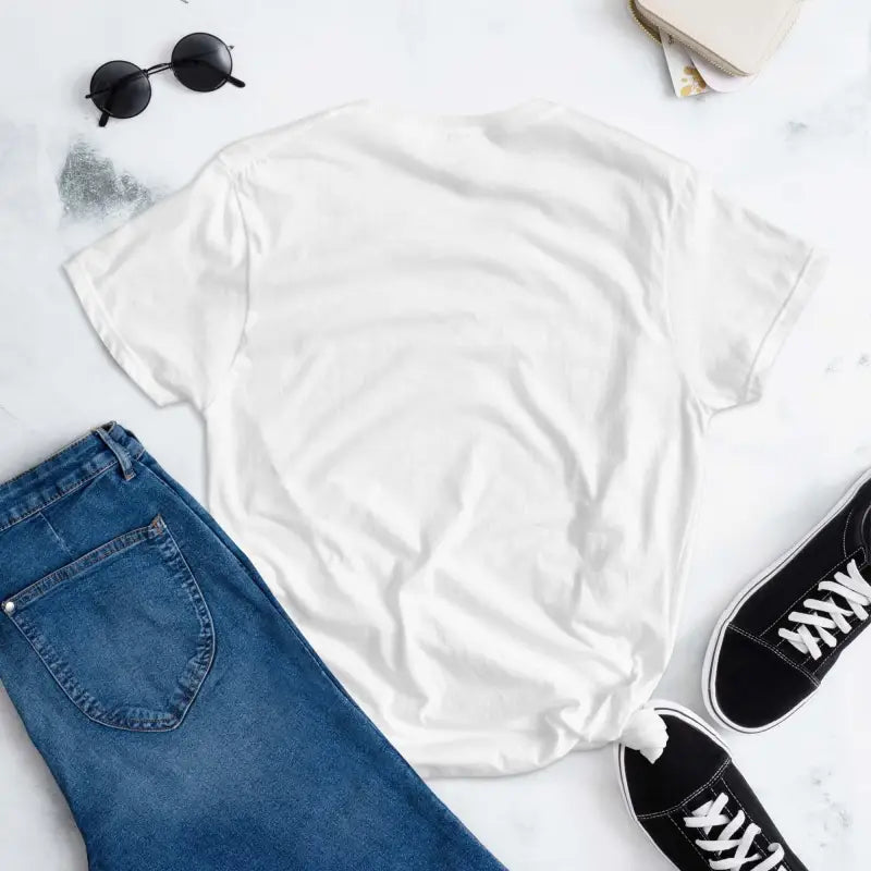 Plain white t-shirt with short sleeves featuring a shamrock heart design for plant lovers