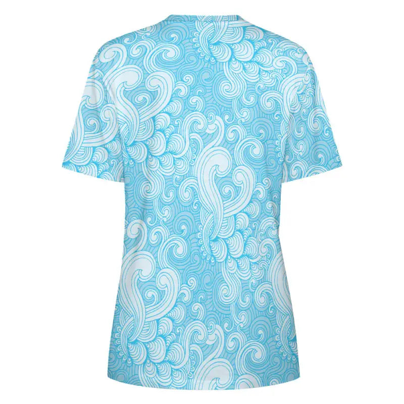 Light blue t-shirt with white swirl print, perfect for casual style and comfort
