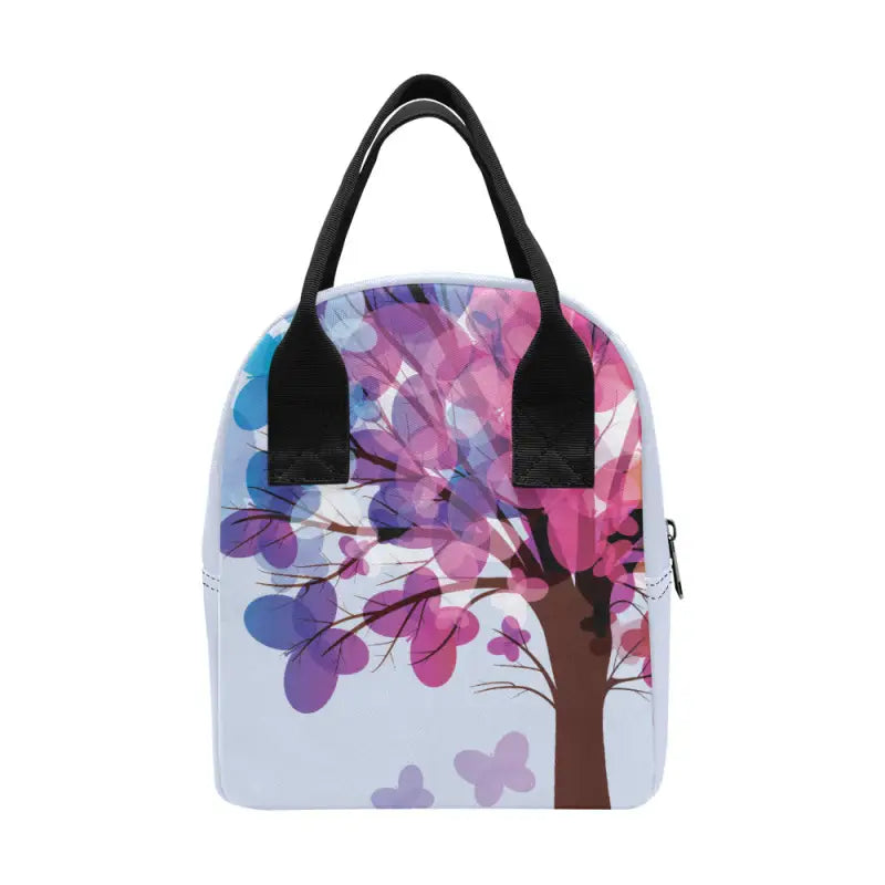 Colorful handbag with tree design perfect for your Butterfly Insulated Lunch adventures