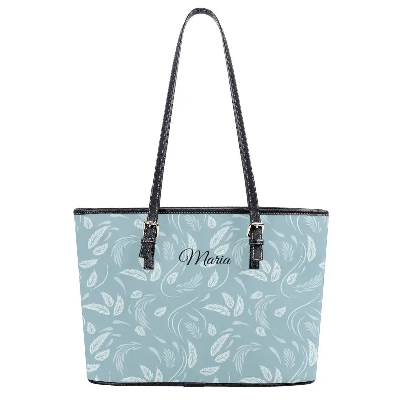 Light blue floral shoulder tote bag with Maria embroidery, perfect for snacks and sass