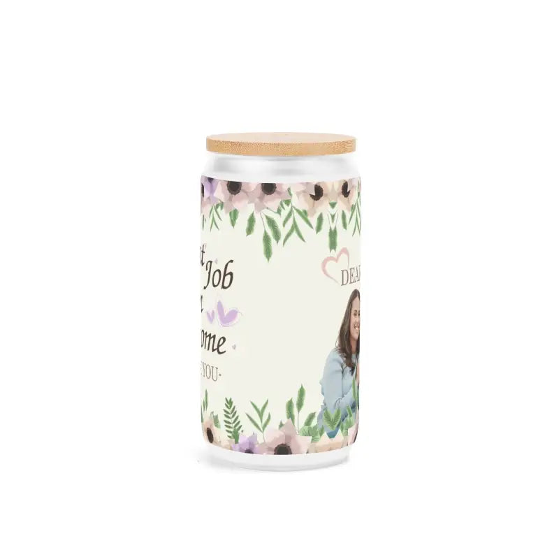 Decorative ceramic jar with floral design and bamboo lid for storing traditional cocktails