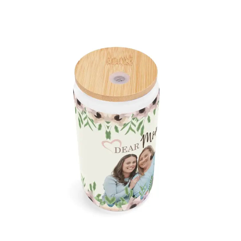 Ceramic travel mug with bamboo lid and floral design for traditional cocktails