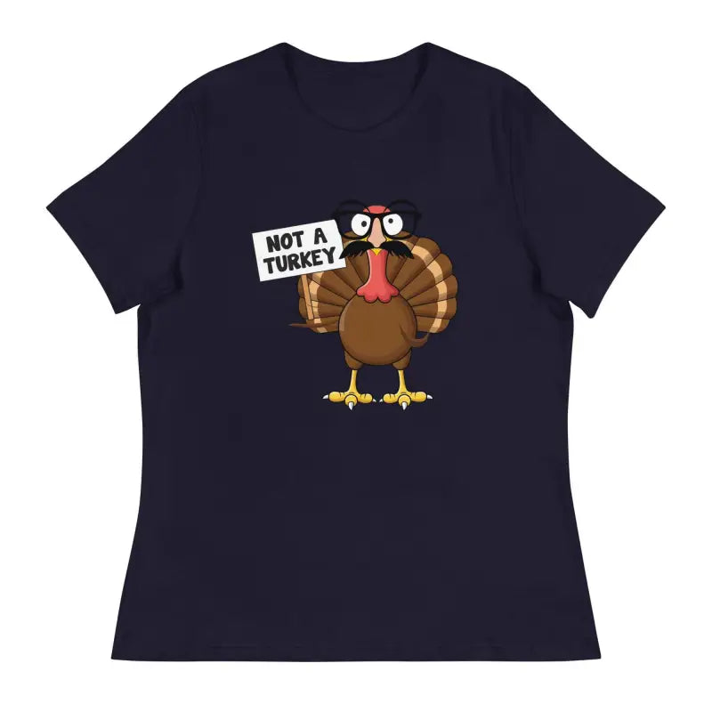 Navy blue Not a Turkey Disguise Shirt with cartoon turkey for Thanksgiving fun