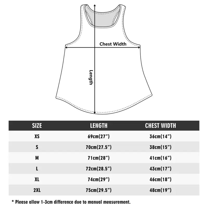 Sizing chart for Pastel Panic Womens Green Boho Floral Racerback Tank Top