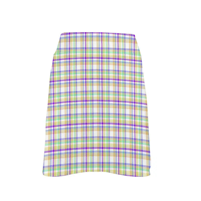 Pastel Perfection Plaid Athletic Skirt in fun checkered design for women’s plaid athletic style