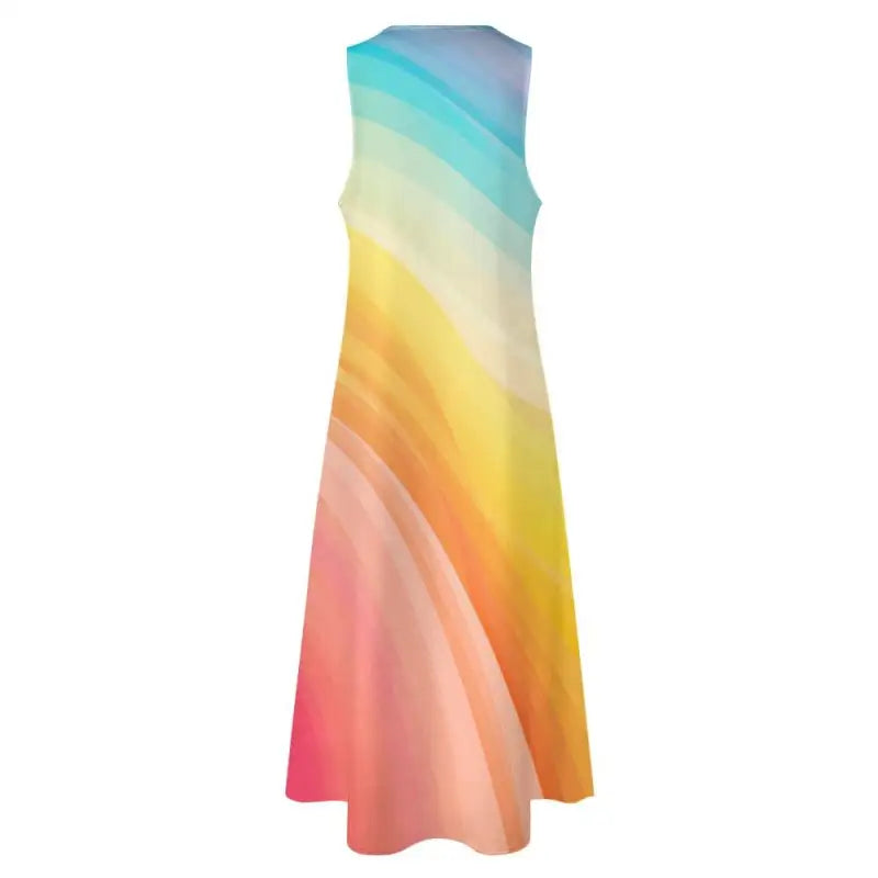 Pastel Rainbow Sleeveless Maxi featuring a dreamy gradient pattern from top to bottom