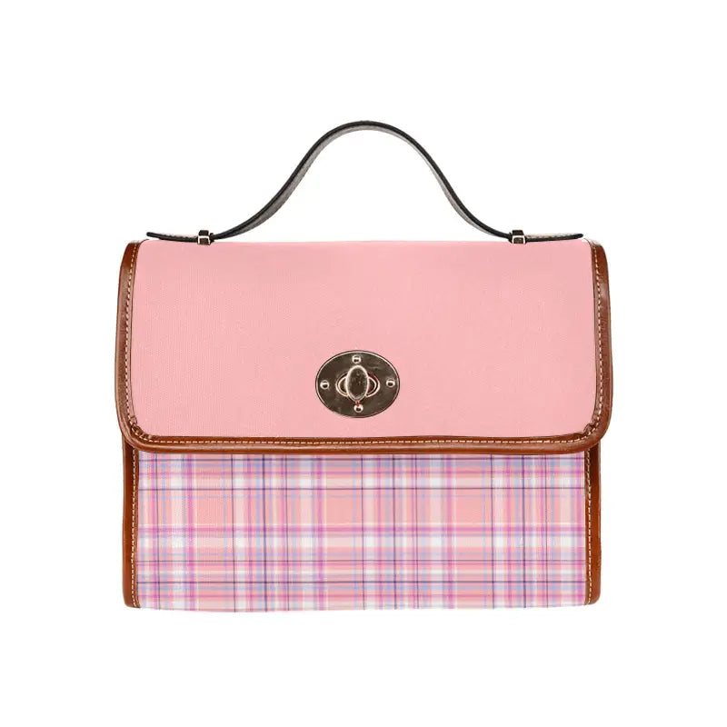 Stylish Pink and Plaid Handbag to Effortlessly Carry Your Peach Plaid Canvas Vibes