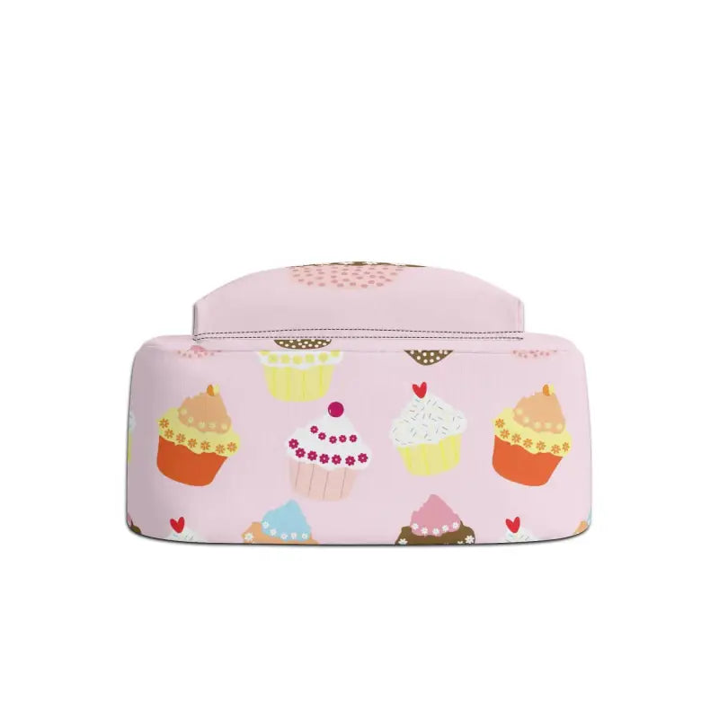 Pink cosmetic bag with fun cupcake designs for the Personalized Cupcake Backpack