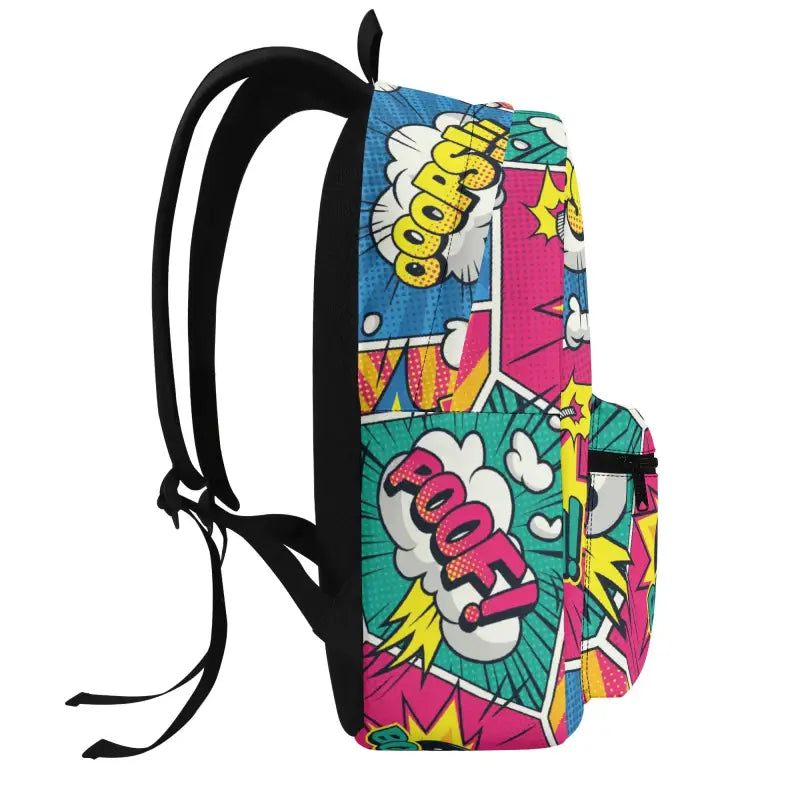 Colorful Pop Art Comic Vintage Backpack with fun designs and playful shapes