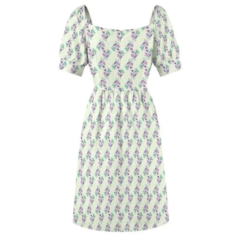 Floral Sweetheart Dress with puff sleeves and square neckline for dreamy vibes