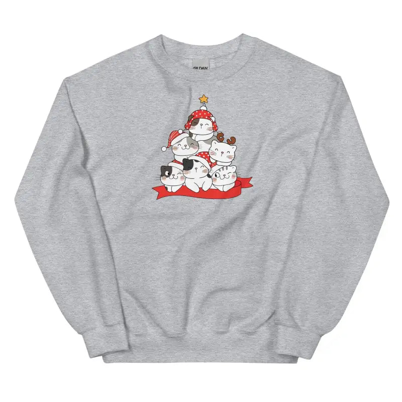 Gray Christmas Cat Lover’s sweatshirt perfect for festive gatherings with feline fans