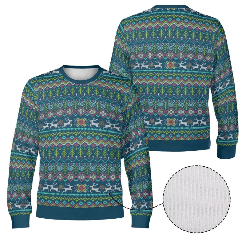 Colorful Fair Isle-style Reindeer Games unisex custom winter Christmas pullover sweatshirt