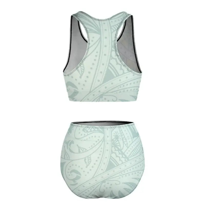 Light green paisley Two Piece Bikini for ladies, perfect for beach vibes and fun outings