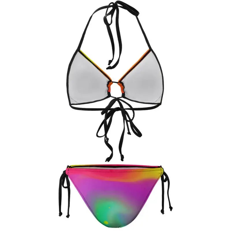 Bikini with white halter top and rainbow bottom from the Rock the Rainbow multicolored bikini