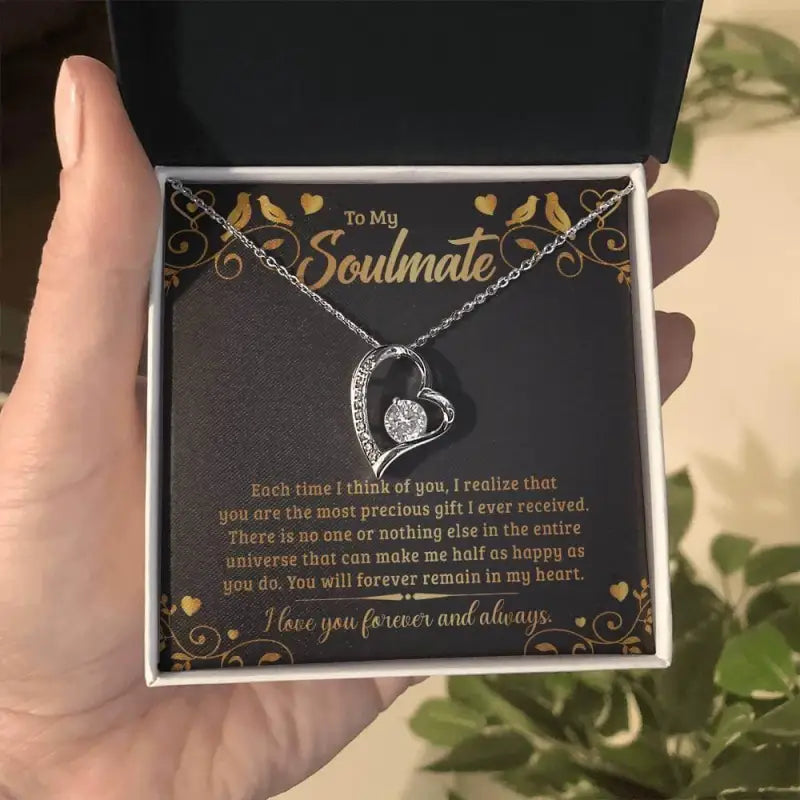 Heart-shaped pendant necklace in a gift box, perfect soulmate gift with yellow gold finish
